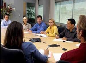 Click for large view of a Polycom SoundStation IP 6000 Conference Room Installation Business Meeting.